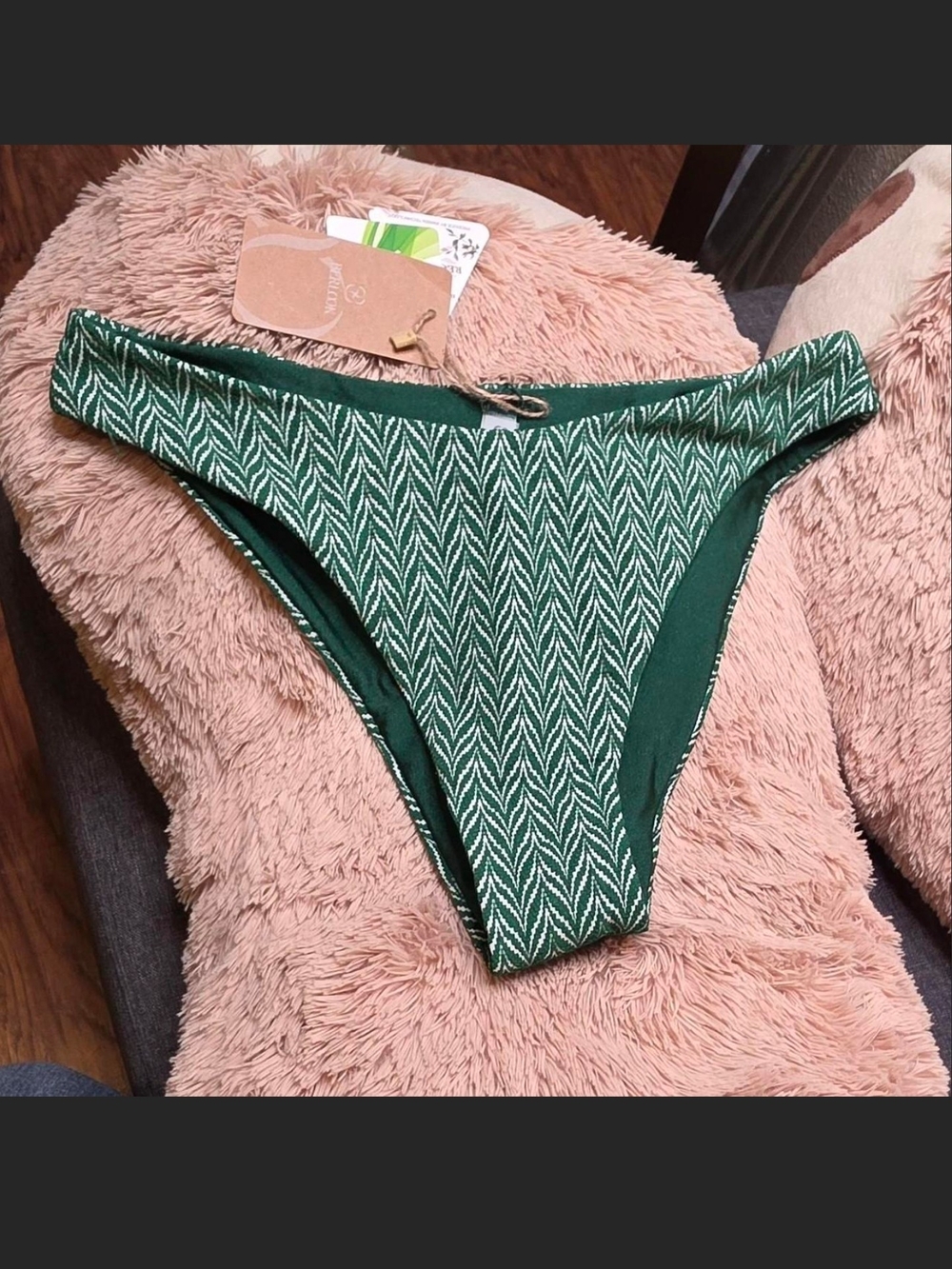 Reborn Green Chevron High-Cut Bikini Bottom